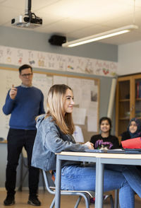 Teenage girl in classroom