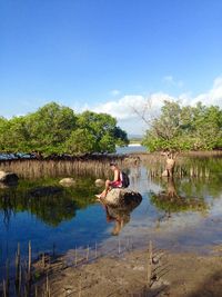 Scenic view of calm lake