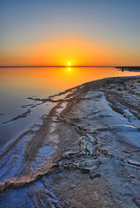 Scenic view of sea against sky during sunset