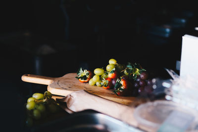 Close-up of fruits on cutting board