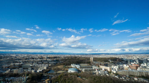 High angle view of townscape against sky