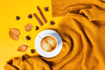 Directly above shot of coffee on table