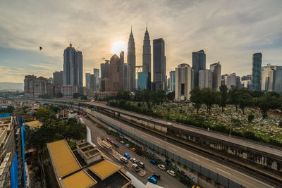 Aerial view of buildings in city