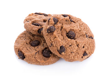 Close-up of cookies on white background