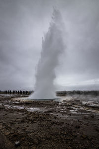 View of the stokkur geiser in the golden circle, iceland