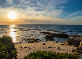 Scenic view of sea against sky during sunset