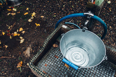 High angle view of water from faucet