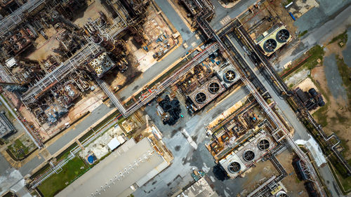 High angle view of buildings in city