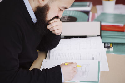 Teacher working in classroom