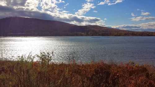 Scenic view of lake against sky