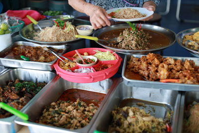 High angle view of food on table