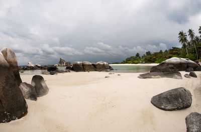 Scenic view of beach against sky