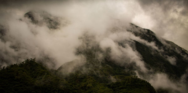 Scenic view of mountain range against sky