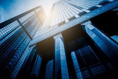 Low angle view of modern buildings against sky