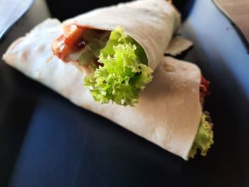 Close-up of food in plate on table