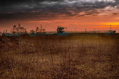 Scenic view of dramatic sky during sunset