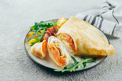 Close-up of food in plate on table