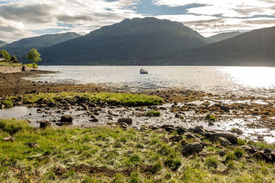 Scenic view of lake against sky