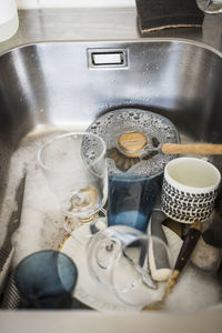 Dirty dishes in kitchen sink