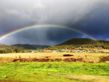 Scenic view of rainbow against sky