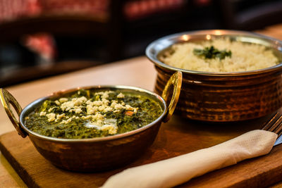 Close-up of salad in bowl on table