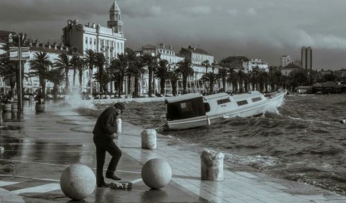 View of people in water