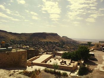 High angle view of residential district