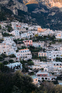 High angle view of townscape positano panoramic view