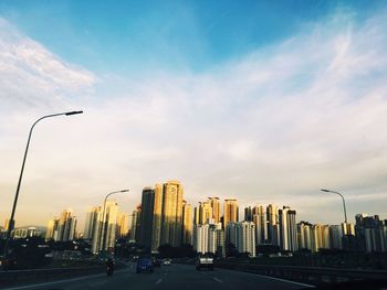 View of city at sunset