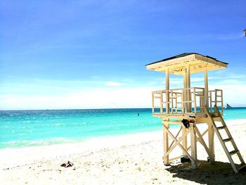 Scenic view of beach against clear sky