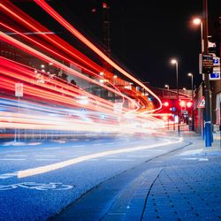 Light trails on city street at night