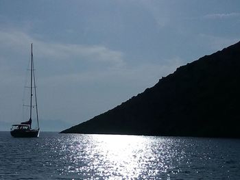 Boat sailing in sea