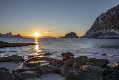 Scenic view of sea against sky during sunset