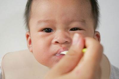 Close-up portrait of cute baby boy