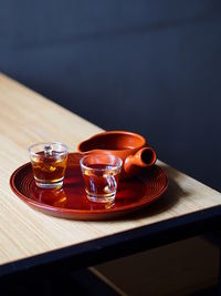 Close-up of tea served on table