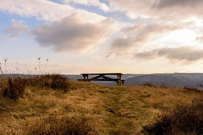 Scenic view of landscape against sky during sunset