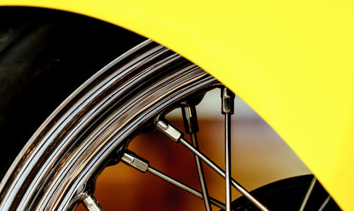 Close-up of motorcycle wheel