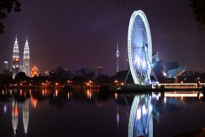 City lit up at night