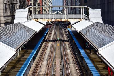 High angle view of railroad station