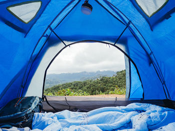 Tent inside with the morning atmosphere.