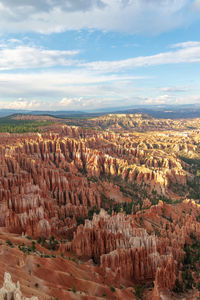 Aerial view of landscape against cloudy sky