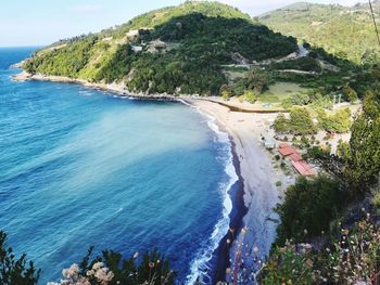 High angle view of beach against sky