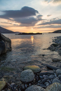 Scenic view of sea against sky during sunset