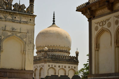 Low angle view of historic building against clear sky