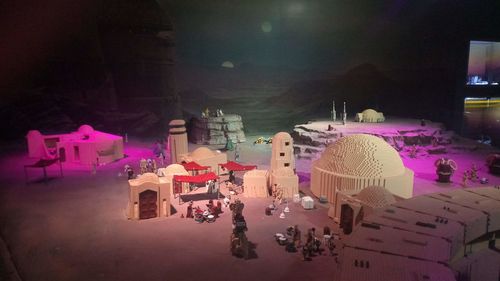 High angle view of people at night