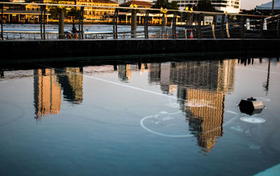 High angle view of pier on river