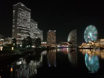 Illuminated city at night