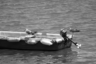 High angle view of boats in sea