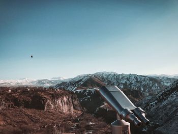 Scenic view of snowcapped mountains against clear sky