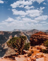 Scenic view of landscape against cloudy sky